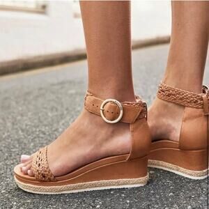 Frankie4 Australia FiFi Tan Espadrille Wedge Sandal Sole Hero™ Footbed Sz 7 $200